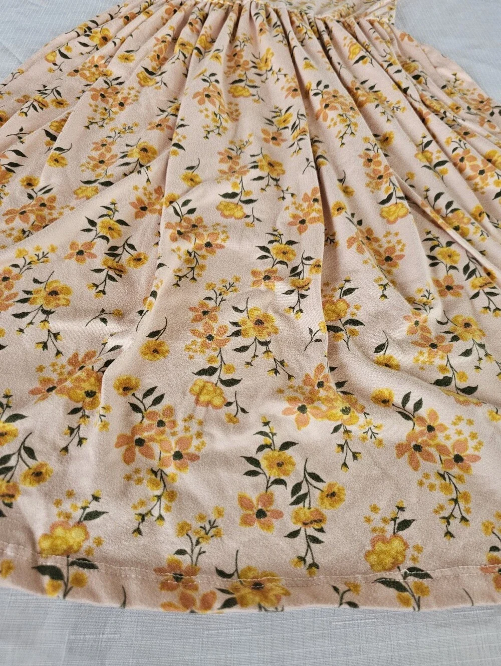 Girls Rule Peach Floral Short Sleeve Summer Dress Size 8 Knee Length Casual EUC